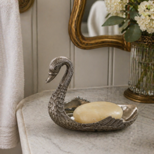 Elegant zilverkleurig zwaan zeephoudertje