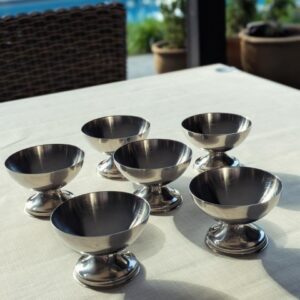 Set van 6 Belgische inox vintage coupes