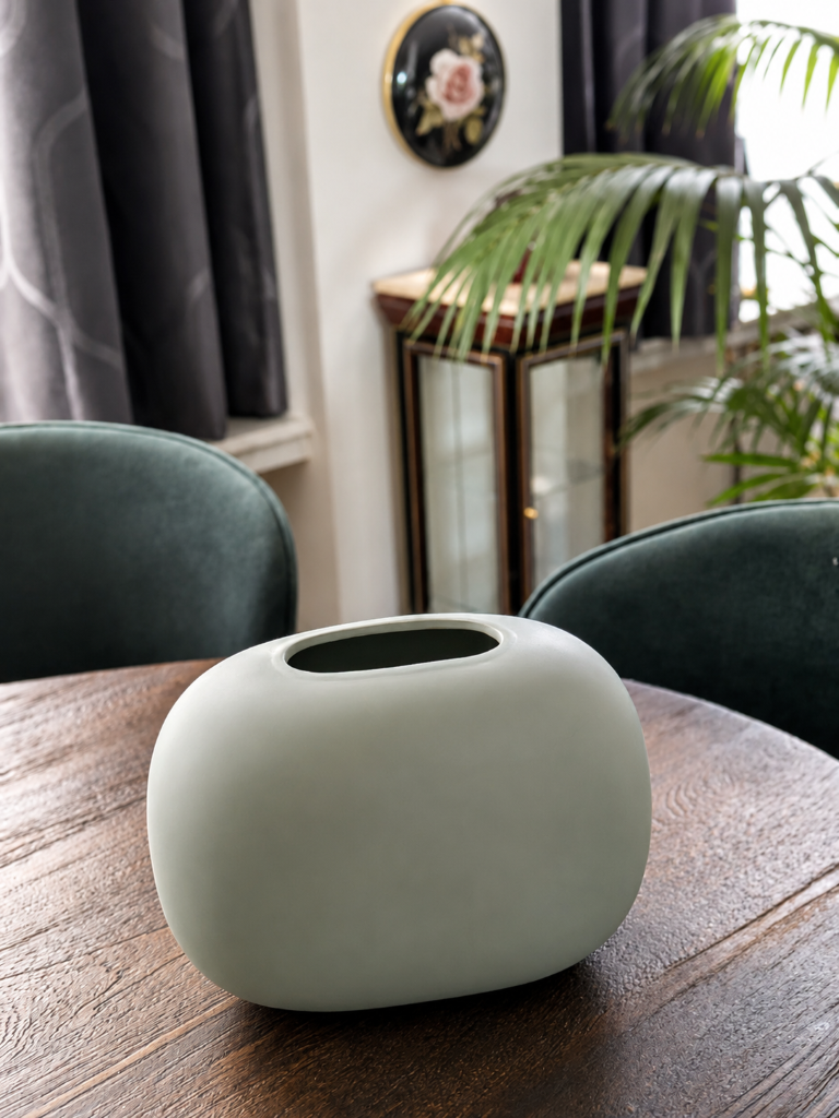 Matte groene vintage vaas - Afbeelding 2