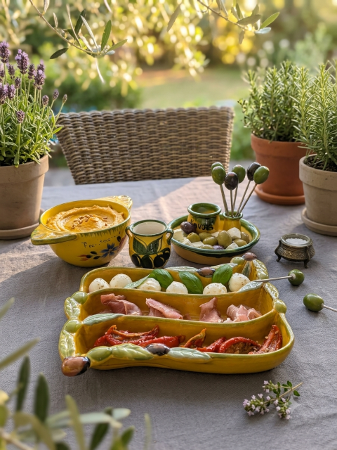Vintage mediterrane aperitiefset