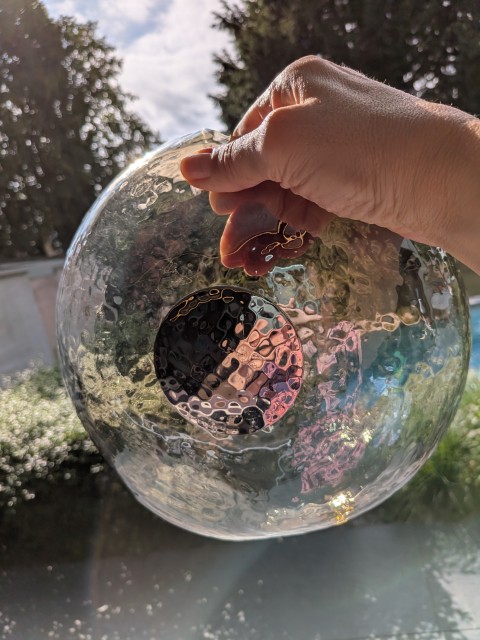 Glazen rookglas vaas met noppenreliëf - Afbeelding 4