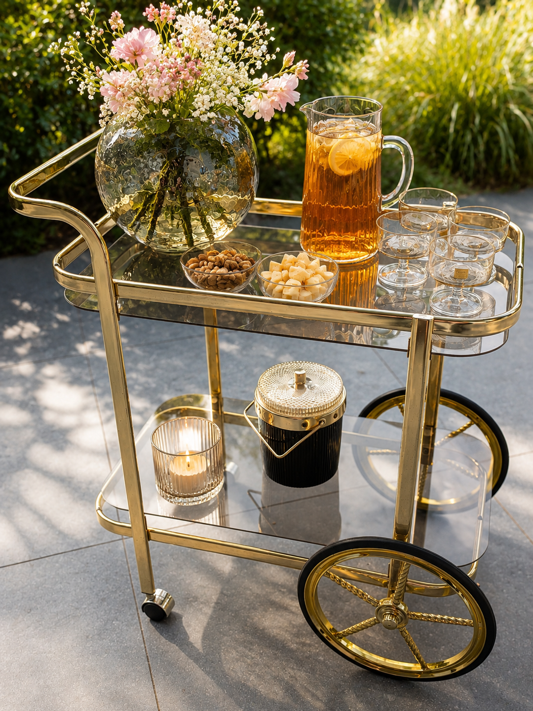 Hollywood regency barcart - Afbeelding 3
