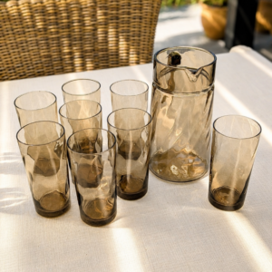 Vintage smoked glass dranken set